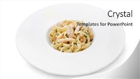  Presentation with white plate - Presentation theme consisting of plate with delicious chicken alfredo background and a  colored foreground