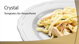  Presentation with chicken poultry farm white layer - Audience pleasing presentation theme consisting of plate with delicious chicken alfredo backdrop and a white colored foreground