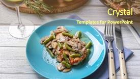  Presentation with mushrooms - Colorful presentation enhanced with plate with delicious chicken marsala backdrop and a  colored foreground