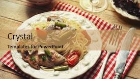  Presentation with chicken little chicks - Beautiful PPT theme featuring plate with delicious chicken marsala backdrop and a  colored foreground