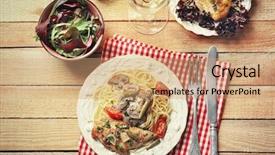  Presentation with chicken little chicks - Theme with plate with delicious chicken marsala background and a  colored foreground