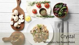  Presentation with mushrooms - Audience pleasing slide deck consisting of plate with delicious chicken marsala backdrop and a  colored foreground