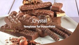  Presentation with dark homemade chocolate bars - Presentation theme enhanced with plate with delicious chocolate bars background and a tawny brown colored foreground