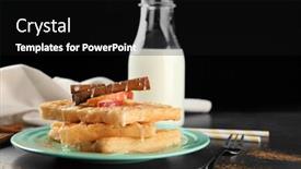  Presentation with waffles - Colorful PPT theme enhanced with plate with delicious cinnamon waffles on table backdrop and a black colored foreground