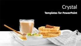  Presentation with waffles - Theme featuring plate with delicious cinnamon waffles on tray background and a black colored foreground