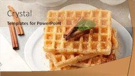  Presentation with waffles - Colorful slide set enhanced with plate with delicious cinnamon waffles on table backdrop and a coral colored foreground
