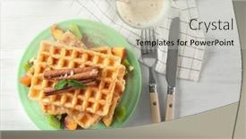  Presentation with waffles - Slide deck having plate with delicious cinnamon waffles on table background and a light gray colored foreground