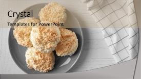  Presentation with coconut - Beautiful theme featuring plate with delicious coconut macaroons backdrop and a coral colored foreground