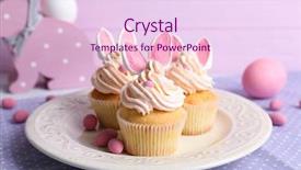  Presentation with cupcakes - Beautiful PPT theme featuring plate with delicious easter cupcakes backdrop and a pink colored foreground