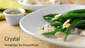  Presentation with green coffee beans - Slides having plate with delicious green beans background and a coral colored foreground
