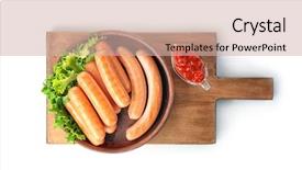  Presentation with white plate - Cool new slides with plate with delicious grilled sausages backdrop and a soft green colored foreground