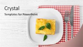  Presentation with food lasagna - Slides having plate with delicious lasagna background and a white colored foreground