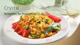  Presentation with lentils - PPT theme having cuisine cooked clean food - plate with delicious lentils salad background and a mint green colored foreground