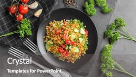  Presentation with lentils - Audience pleasing PPT theme consisting of plate with delicious lentils salad backdrop and a gray colored foreground