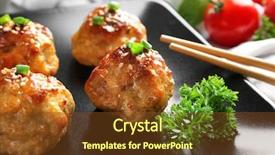  Presentation with plate tectonics earth - Audience pleasing theme consisting of plate with delicious meatballs closeup backdrop and a tawny brown colored foreground