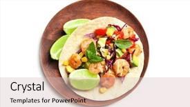  Presentation with taco - PPT layouts consisting of plate with delicious shrimp taco background and a soft green colored foreground