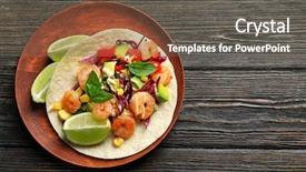  Presentation with taco - PPT layouts with plate with delicious shrimp taco background and a gray colored foreground