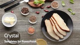  Presentation with boat - Theme consisting of plate with delicious turkey gravy background and a violet colored foreground