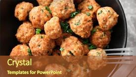  Presentation with meatball - Beautiful theme featuring plate with delicious turkey meatballs backdrop and a tawny brown colored foreground