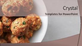  Presentation with meatball - Beautiful PPT layouts featuring plate with delicious turkey meatballs backdrop and a coral colored foreground
