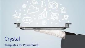  Presentation with blue professional - Colorful theme enhanced with plate with drawn communication business backdrop and a sky blue colored foreground