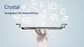  Presentation with blue professional - Slides having plate with drawn communication business background and a sky blue colored foreground