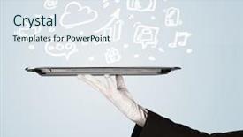  Presentation with blue professional - Presentation theme with plate with drawn communication business background and a sky blue colored foreground