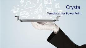  Presentation with blue professional - PPT theme featuring plate with drawn communication business background and a sky blue colored foreground