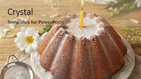  Presentation with votive - Audience pleasing slide set consisting of plate with easter cake and votive candle on wooden table backdrop and a coral colored foreground