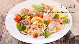  Presentation with animated fish - Presentation with plate with fish and vegetable background and a  colored foreground