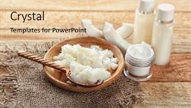  Presentation with coconut oil - Amazing PPT layouts having plate with fresh coconut oil backdrop and a  colored foreground