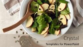  Presentation with pumpkin seeds - Presentation theme featuring plate-with-fresh-mix-salad background and a coral colored foreground