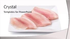  Presentation with trout fish file - Presentation consisting of plate with fresh raw fish background and a sky blue colored foreground