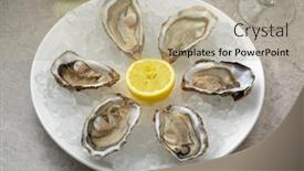  Presentation with pacific - PPT theme consisting of plate-with-fresh-raw-open background and a mint green colored foreground