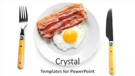  Presentation with white plate - PPT theme with plate with fried egg bacon background and a white colored foreground