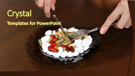  Presentation with dietary supplement - Presentation design featuring plate with nutritional supplements standing background and a tawny brown colored foreground