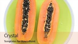  Presentation with papaya - PPT theme having plate with papaya isolated background and a gold colored foreground