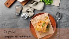  Presentation with pudding - Amazing slides having plate-with-piece-of-corn backdrop and a red colored foreground