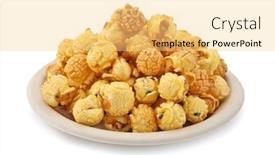 Presentation with white plate - Slide deck with plate-with-popcorn-on-white background and a blonde colored foreground