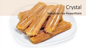  Presentation with churros - Audience pleasing PPT theme consisting of plate with porras thick churros backdrop and a coral colored foreground