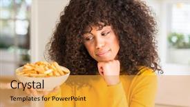  Presentation with thinking brain - Slide set enhanced with plate with potato chip background and a  colored foreground