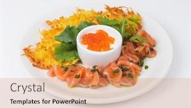  Presentation with salmon fish - Amazing presentation having plate-with-potato-pancakes-salmon backdrop and a coral colored foreground