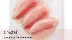 Presentation with white plate - PPT theme consisting of plate with raw fish background and a coral colored foreground