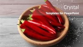  Presentation with chili - Amazing slides having plate with red chili peppers on wooden table backdrop and a red colored foreground