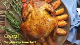  Presentation with roasted chicken - PPT theme with roasted beer can chicken background and a tawny brown colored foreground