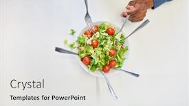  Presentation with concept for problem solving many - Presentation design enhanced with plate-with-salad-and-many background and a light gray colored foreground
