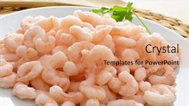  Presentation with shrimps - Slide set having plate with shelled raw shrimp background and a coral colored foreground