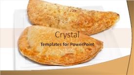  Presentation with pastries - Slide set featuring plate with some different empanadas background and a yellow colored foreground