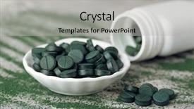  Presentation with spirulina - Audience pleasing slide deck consisting of plate with spirulina tablets backdrop and a light gray colored foreground