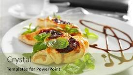  Presentation with pastries - Slides enhanced with plate-with-sweet-tasty-pastries background and a yellow colored foreground